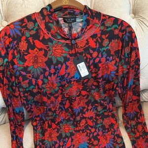 Floral Red and Blue Dress